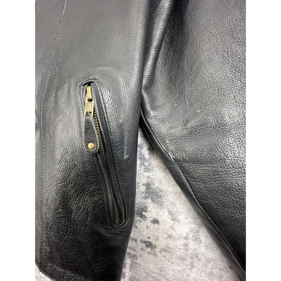 Vtg Name of Quality Products Leather Men L/XL Black Motorcycle Jacket Eagle Tag